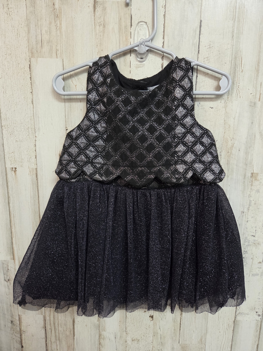 💝 Tahari Black Glitter Mesh Party Dress for Girls - Diamond Bodice